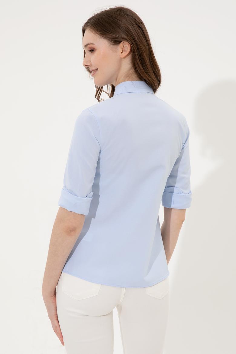 Kadın Açık Mavi Uzun Kollu Basic Gömlek - 50246463013