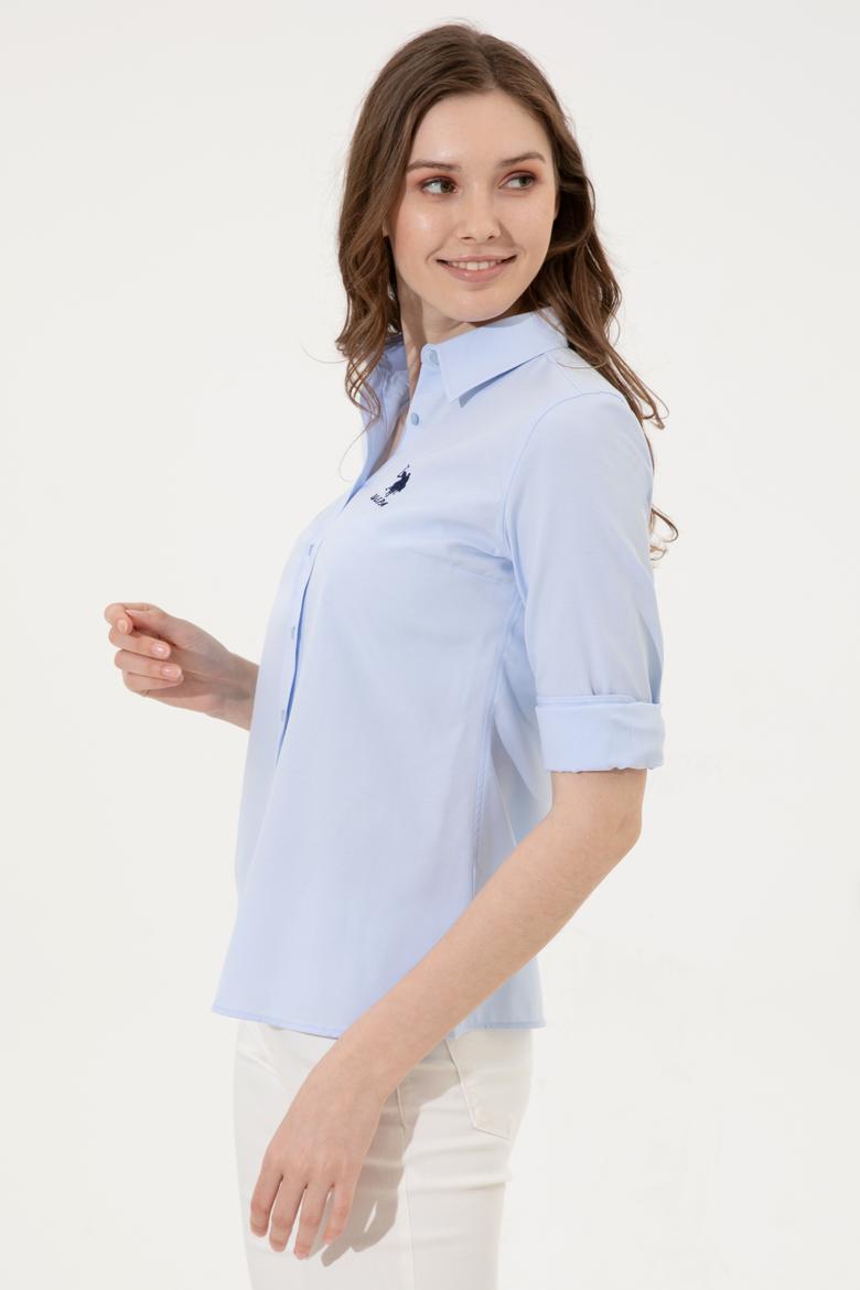 Kadın Açık Mavi Uzun Kollu Basic Gömlek - 50246463013