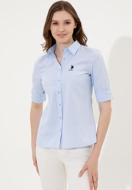 Kadın Açık Mavi Uzun Kollu Basic Gömlek - 50246463013