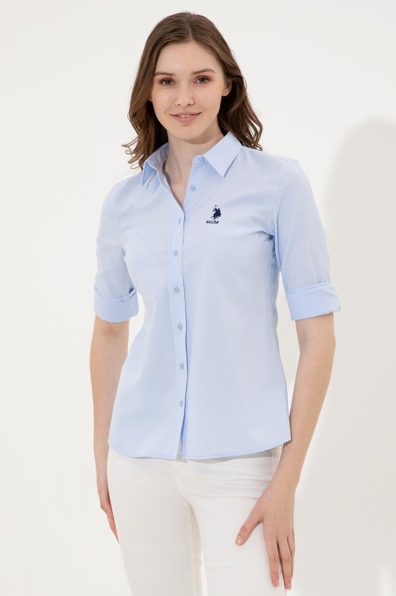 Kadın Açık Mavi Uzun Kollu Basic Gömlek