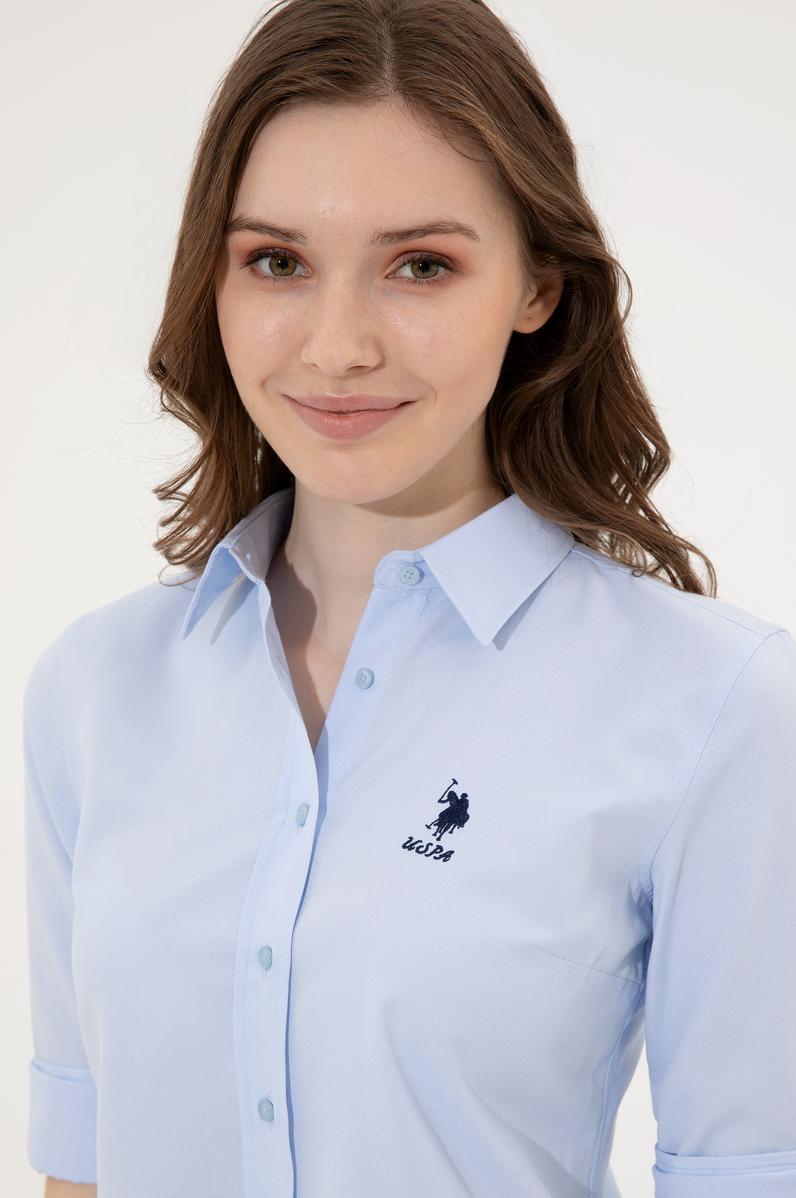 Kadın Açık Mavi Uzun Kollu Basic Gömlek