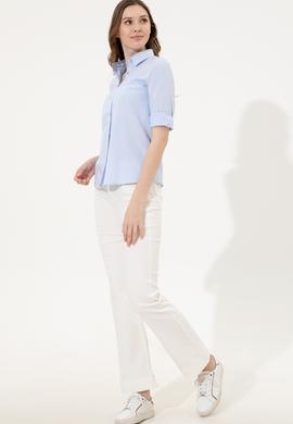 Kadın Açık Mavi Uzun Kollu Basic Gömlek - 50246463013