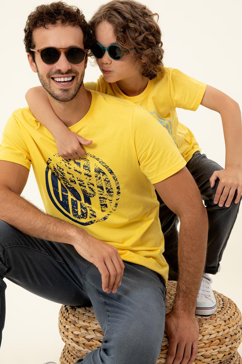 Erkek Açık Sarı Bisiklet Yaka T-Shirt