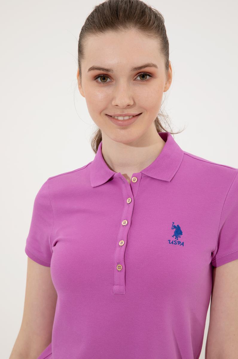 Kadın Menekşe Polo Yaka Örme Elbise