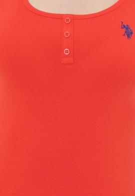 Kadın Kırmızı Bisiklet Yaka Kolsuz Basic Tişört - 50246321096