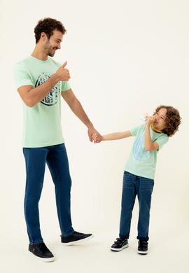 Çocuk Mint Yeşili Bisiklet Yaka Tişört - 50247353074