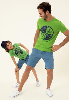 Çocuk Yeşil  Bisiklet Yaka Tişört - 50247336053