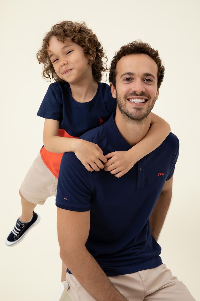 Erkek Lacivert Polo Yaka Basic T-Shirt