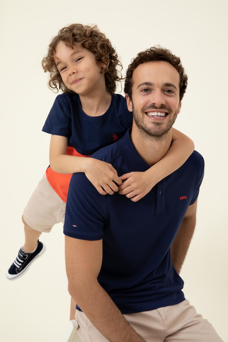 Erkek Lacivert Polo Yaka Basic T-Shirt