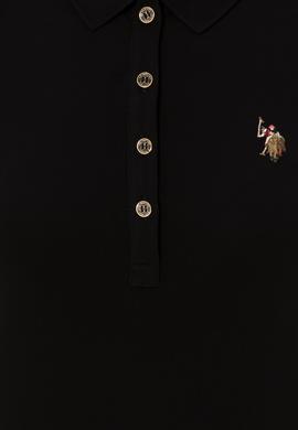 Kadın Siyah Polo Yaka Tişört - 50246285023