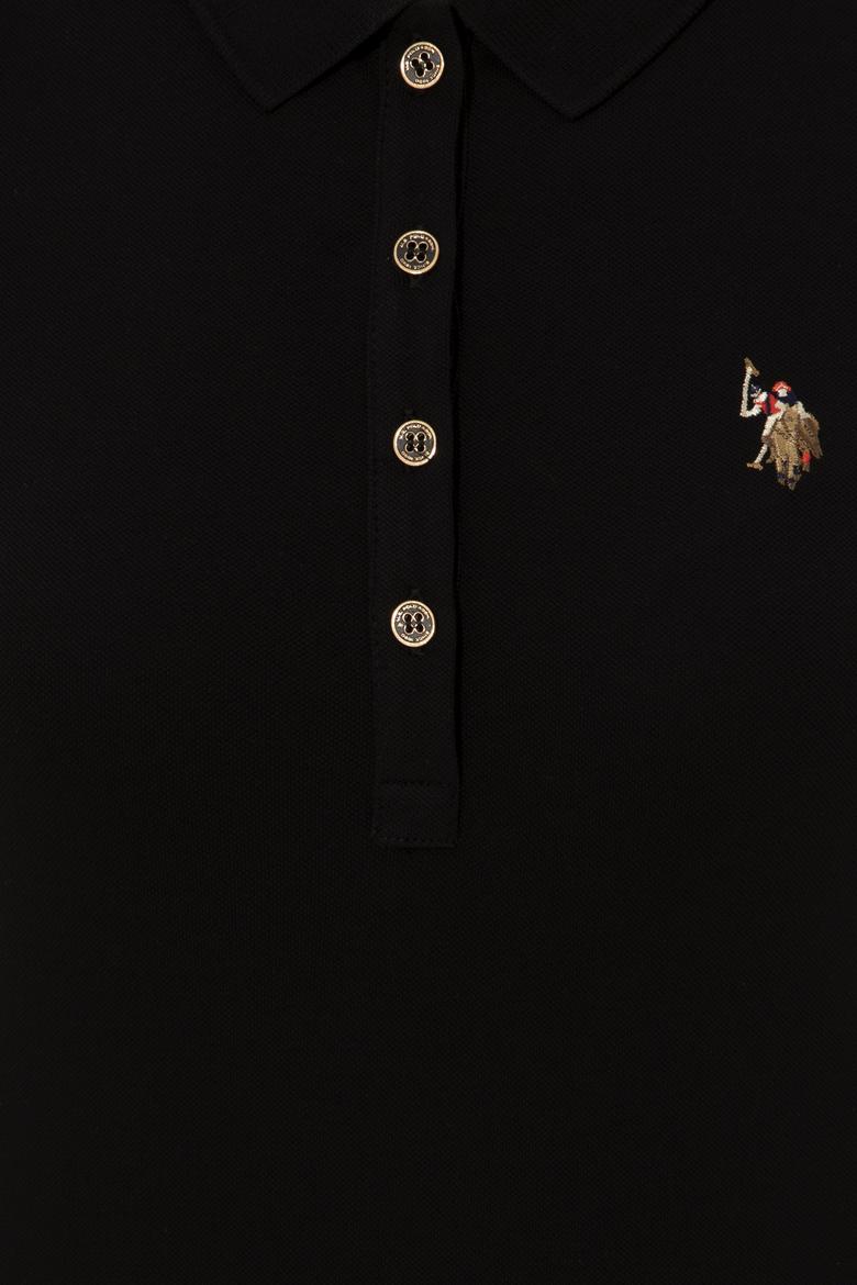 Kadın Siyah Polo Yaka Tişört - 50246285023