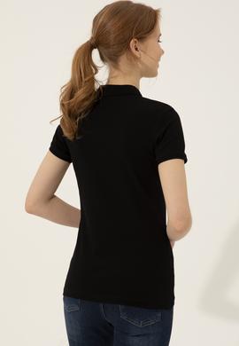 Kadın Siyah Polo Yaka Tişört - 50246285023