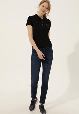 Kadın Siyah Polo Yaka Tişört - 50246285023