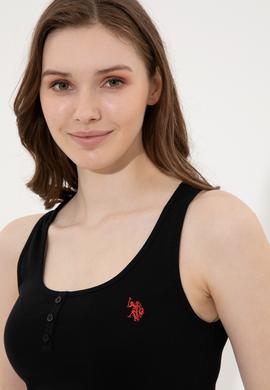 Kadın Siyah Kolsuz Basic Tişört - 50246321063