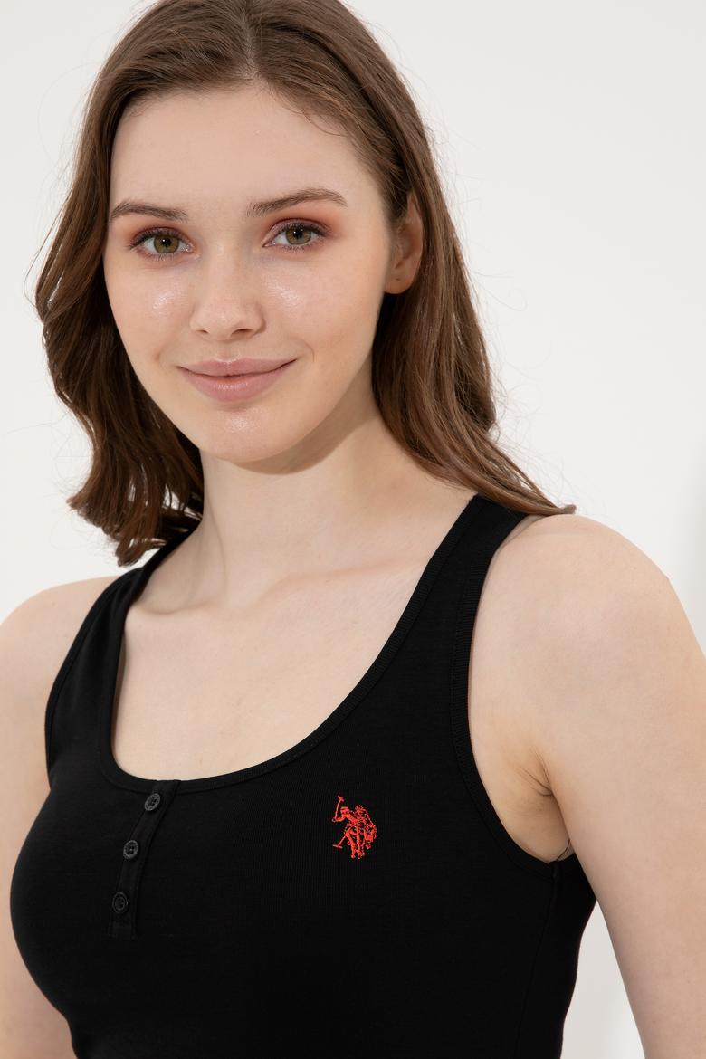 Kadın Siyah Kolsuz Basic Tişört - 50246321063