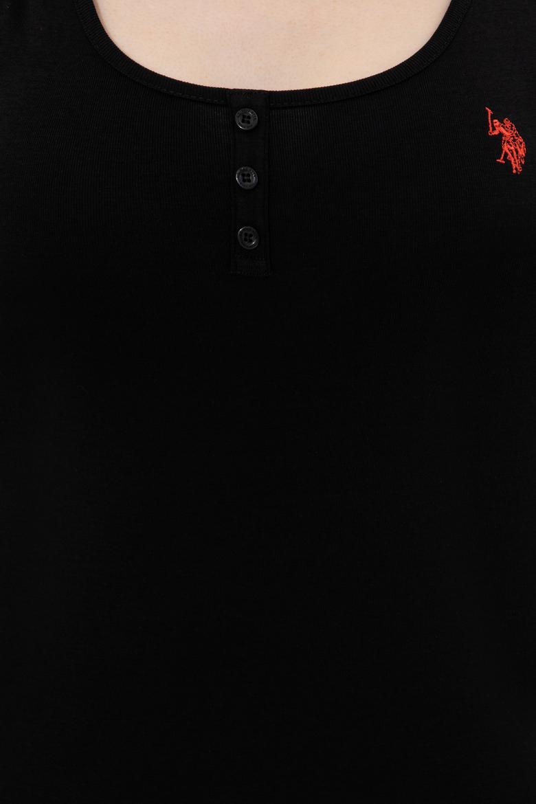 Kadın Siyah Kolsuz Basic Tişört - 50246321063