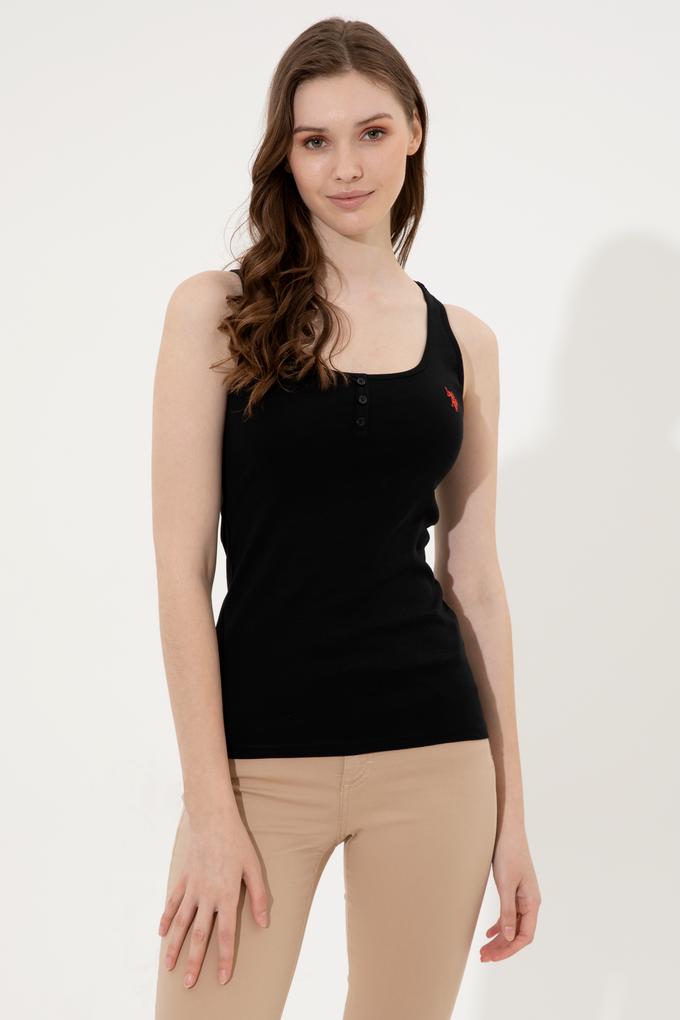 Kadın Siyah Kolsuz Basic Tişört