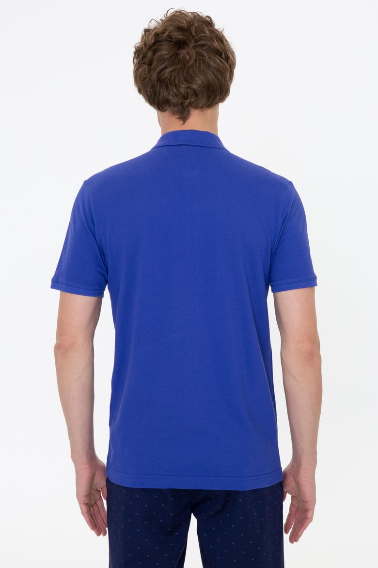 Erkek Mavi Basic Polo Yaka Tişört - 50249149376