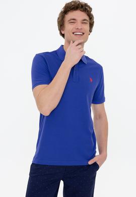 Erkek Mavi Basic Polo Yaka Tişört - 50249149376