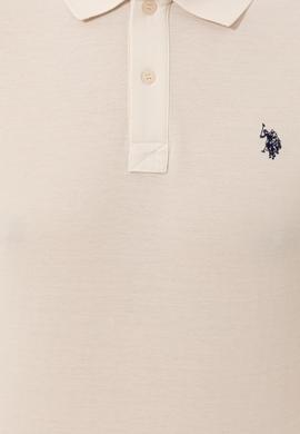 Erkek Ekru Polo Yaka Basic T-Shirt - 50249149056