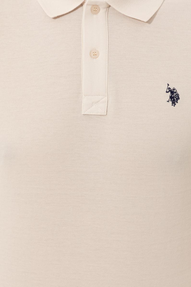 Erkek Ekru Polo Yaka Basic T-Shirt