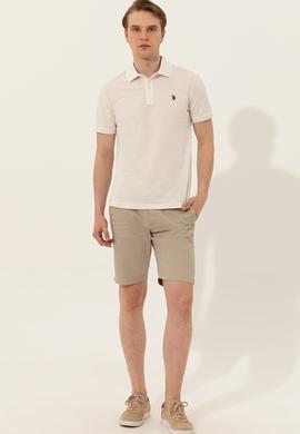 Erkek Ekru Polo Yaka Basic T-Shirt - 50249149056