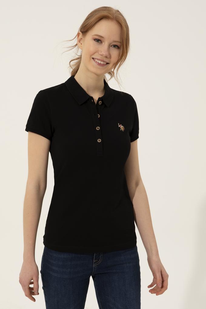 Kadın Siyah Polo Yaka Tişört