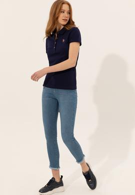 Kadın Lacivert Polo Yaka Tişört - 50246285014