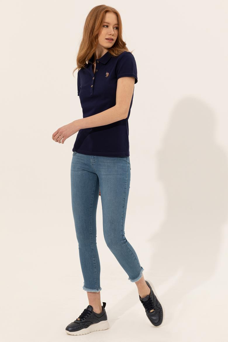 Kadın Lacivert Polo Yaka Tişört - 50246285014