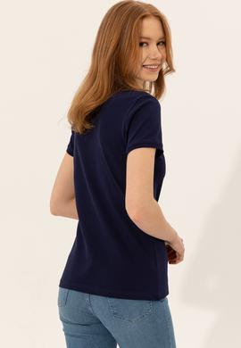 Kadın Lacivert Polo Yaka Tişört - 50246285014