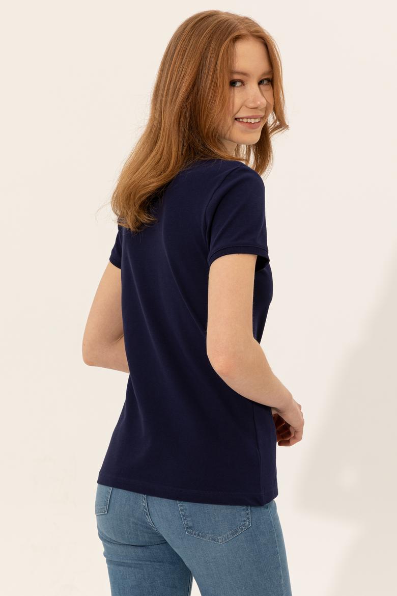 Kadın Lacivert Polo Yaka Tişört - 50246285014