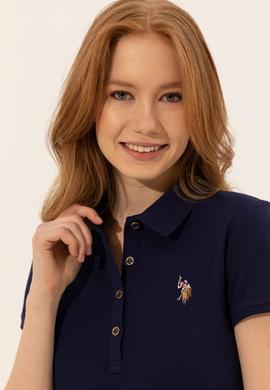 Kadın Lacivert Polo Yaka Tişört - 50246285014