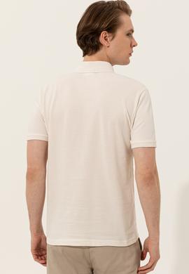 Erkek Ekru Polo Yaka Basic T-Shirt - 50249149056