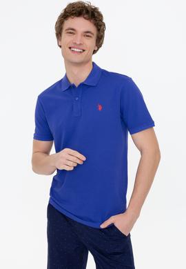 Erkek Mavi Basic Polo Yaka Tişört - 50249149376