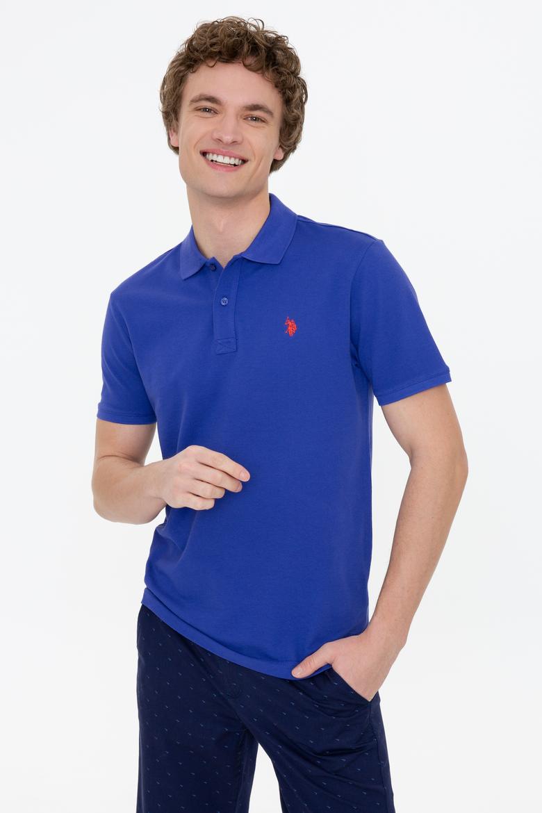 Erkek Mavi Basic Polo Yaka Tişört - 50249149376