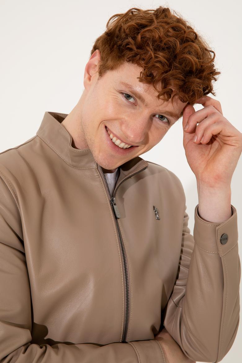 Erkek Vizon Deri Ceket - 50260406005