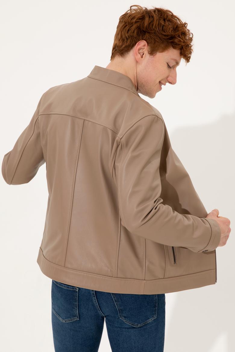 Erkek Vizon Deri Ceket - 50260406005
