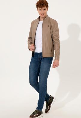 Erkek Vizon Deri Ceket - 50260406005