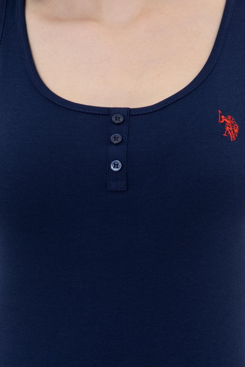 Kadın Lacivert Kolsuz Basic Tişört - 50246321032