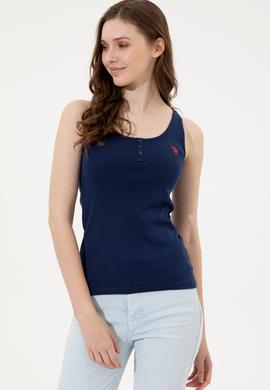 Kadın Lacivert Kolsuz Basic Tişört - 50246321032