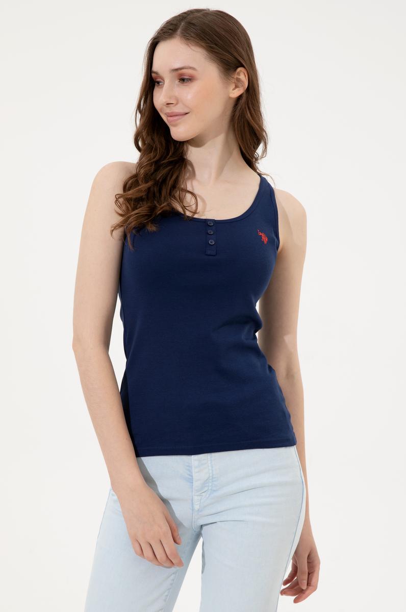 Kadın Lacivert Kolsuz Basic Tişört