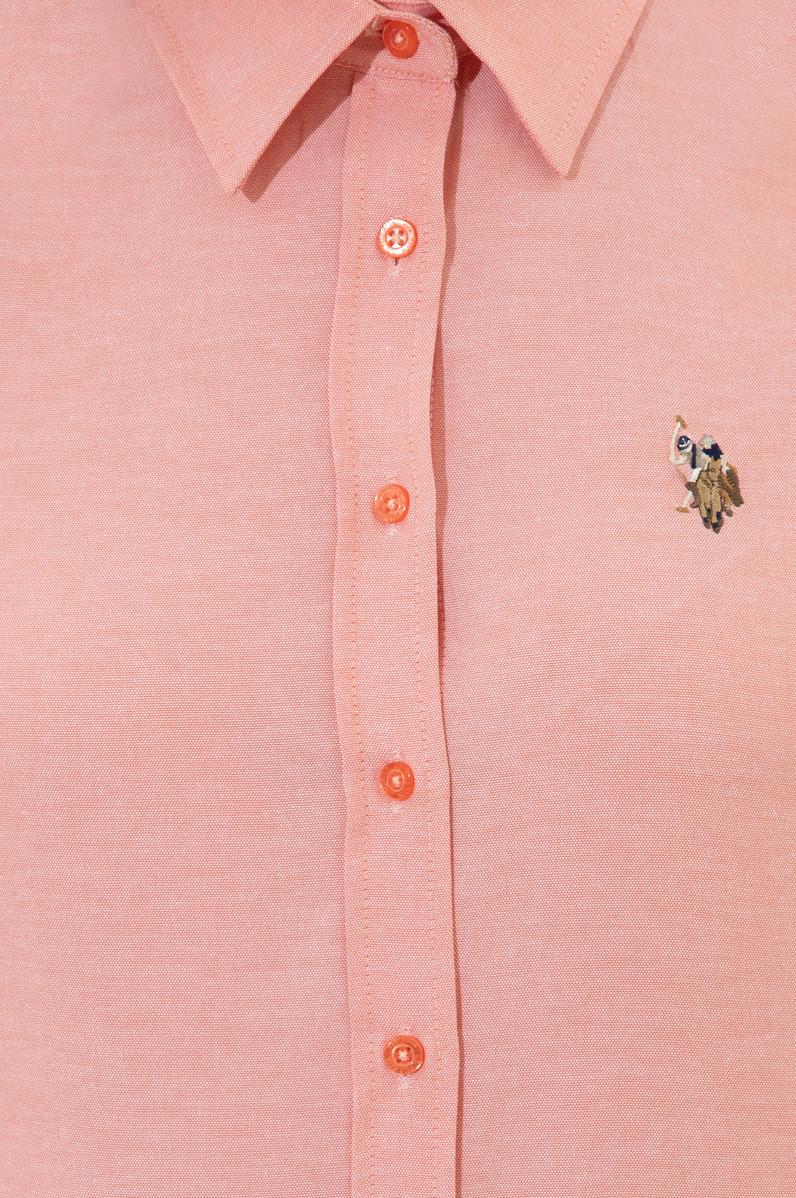 Kadın Somon Uzun Kollu Basic Gömlek