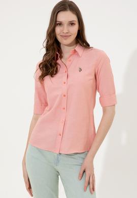 Kadın Somon Uzun Kollu Basic Gömlek - 50246414019