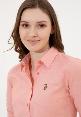 Kadın Somon Uzun Kollu Basic Gömlek - 50246414019