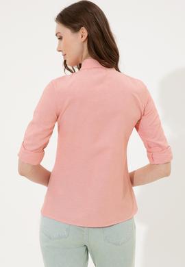 Kadın Somon Uzun Kollu Basic Gömlek - 50246414019