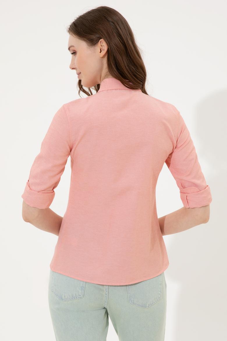 Kadın Somon Uzun Kollu Basic Gömlek - 50246414019