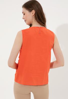 Kadın Kırmızı Kısa Kollu Gömlek - 50246474030