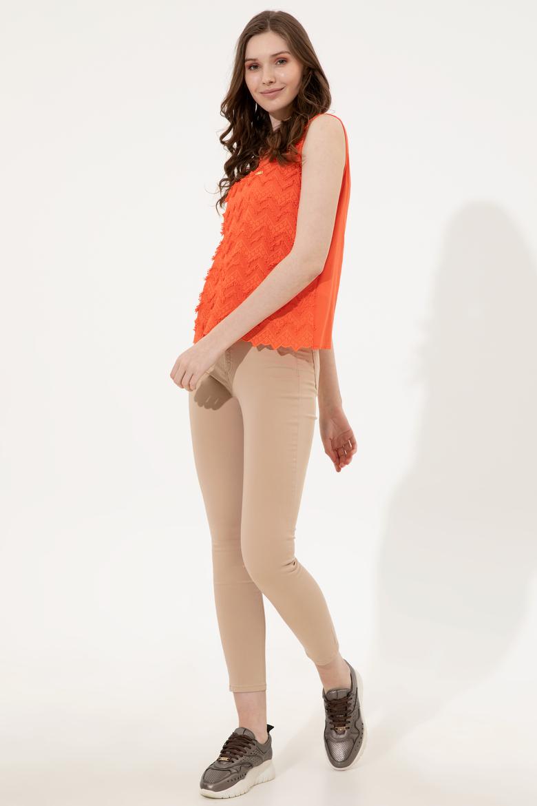 Kadın Kırmızı Kısa Kollu Gömlek - 50246474030