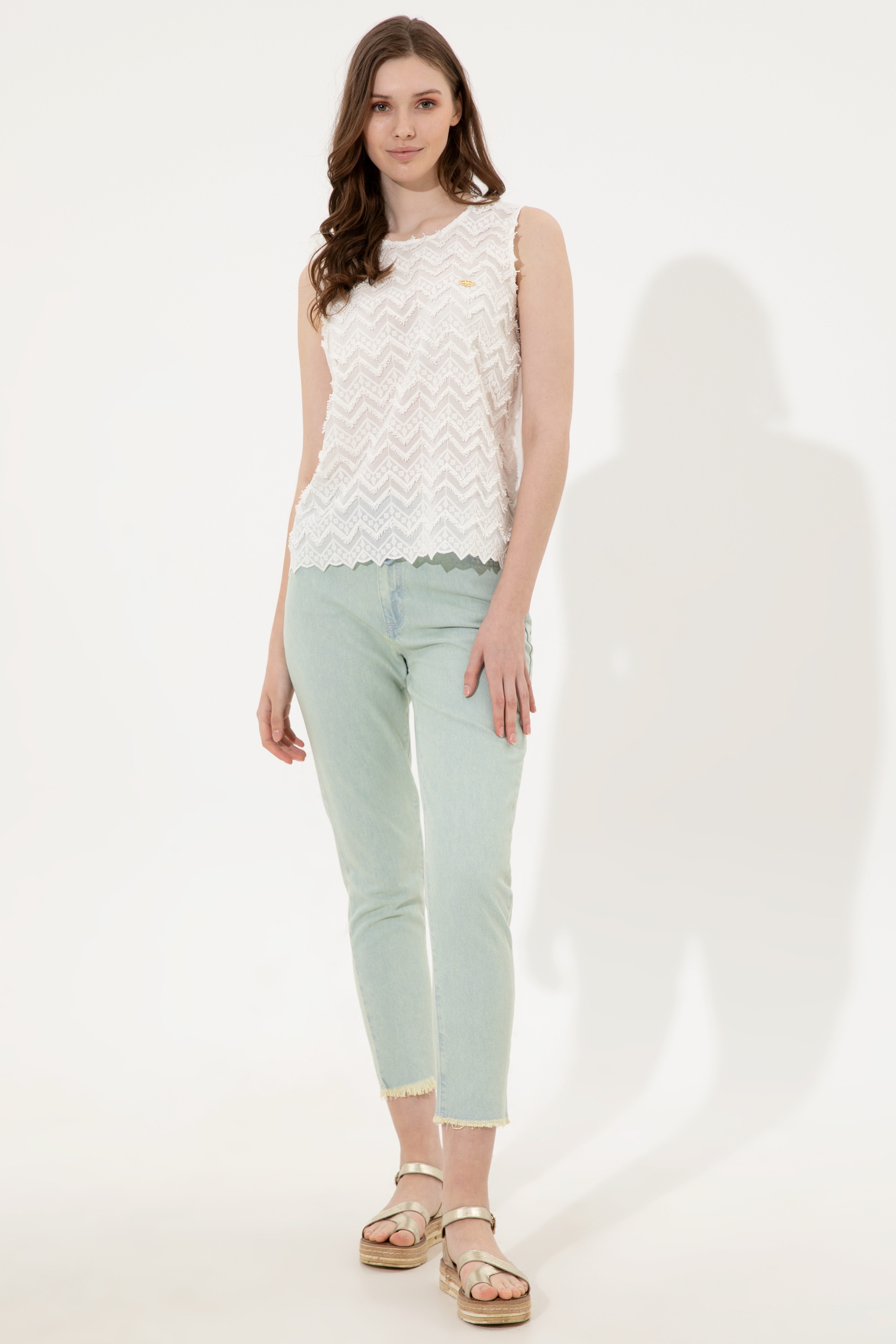 Kadın Turkuaz Jean Pantolon - Image 3