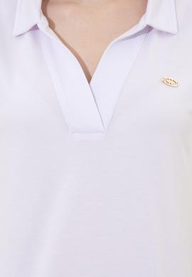 Kadın Beyaz V Yaka Kolsuz Tişört - 50248579005